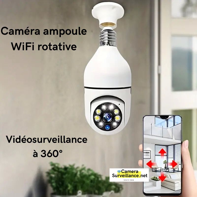 Caméra De Surveillance Double Objectif WIfi 360° Ampoule