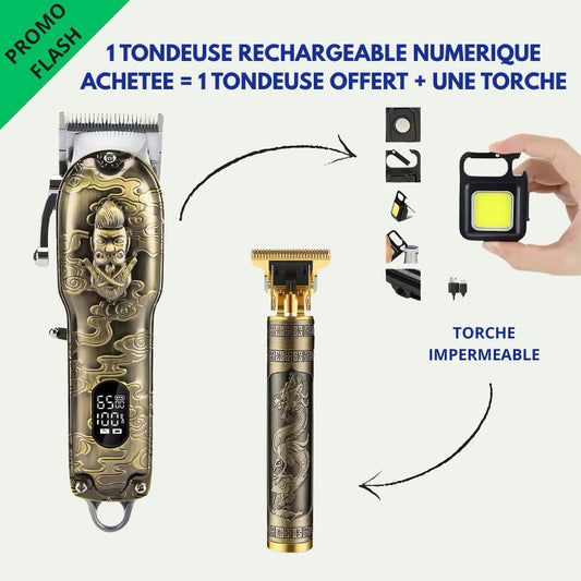 Tondeuse Rechargeable Sans Fil Avec Affichage Numérique (2IN1)