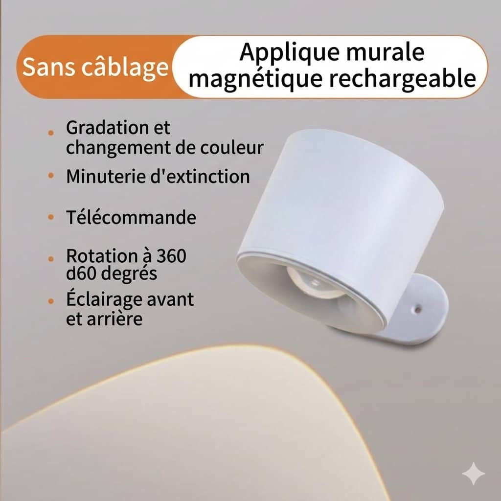 APPLIQUE MURALE RECHARGEABLE SANS FIL