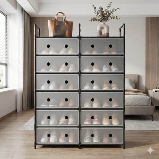 ÉTAGÈRE À CHAUSSURES 2 RANGÉES 28 PAIRES