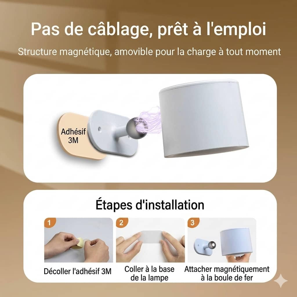 APPLIQUE MURALE RECHARGEABLE SANS FIL