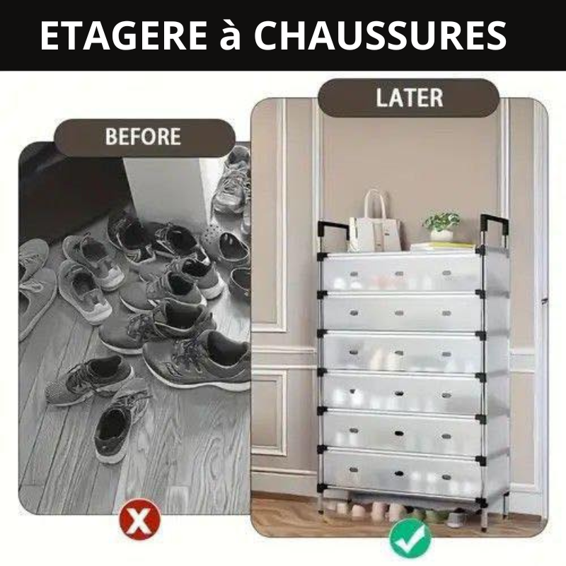 Étagère à Chaussures Avec Couvercle Anti-Poussière | 7 Niveaux