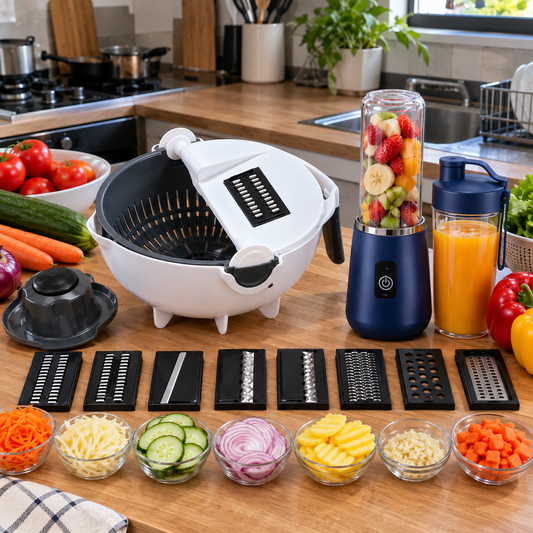 DÉCOUPE-LÉGUMES MULTIFONCTION + MIXEUR PORTABLE OFFERT