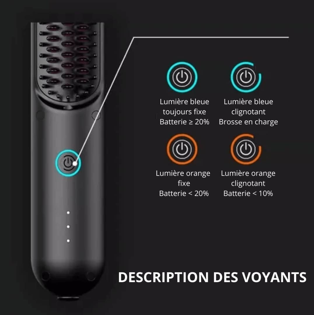 Brosse Chauffante  pour Cheveux Sans Fil