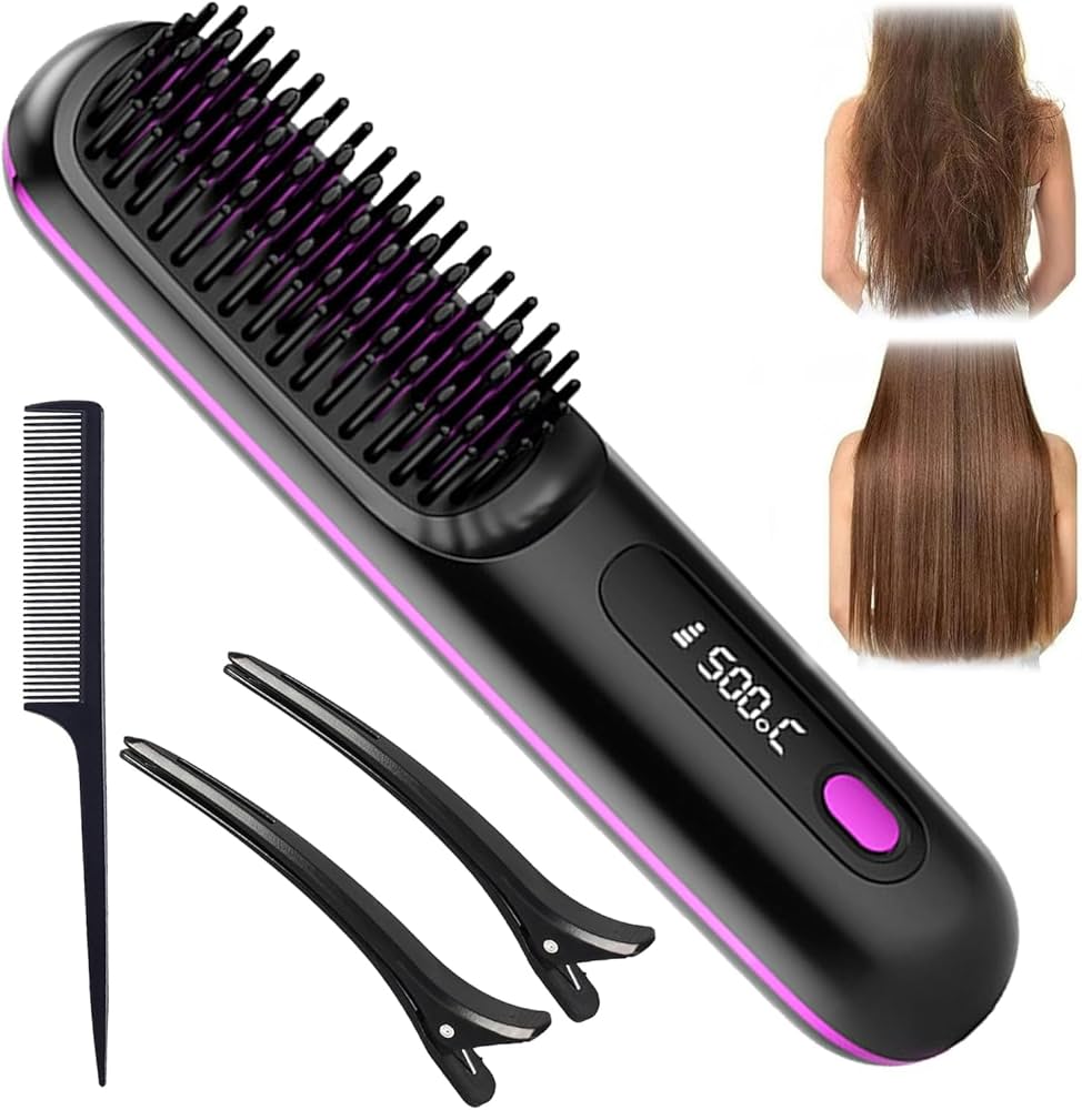 Brosse Chauffante  pour Cheveux Sans Fil