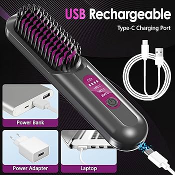 Brosse Chauffante  pour Cheveux Sans Fil