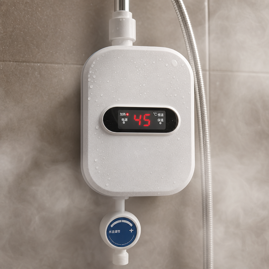 Écran digital du chauffe-eau affichant la température
