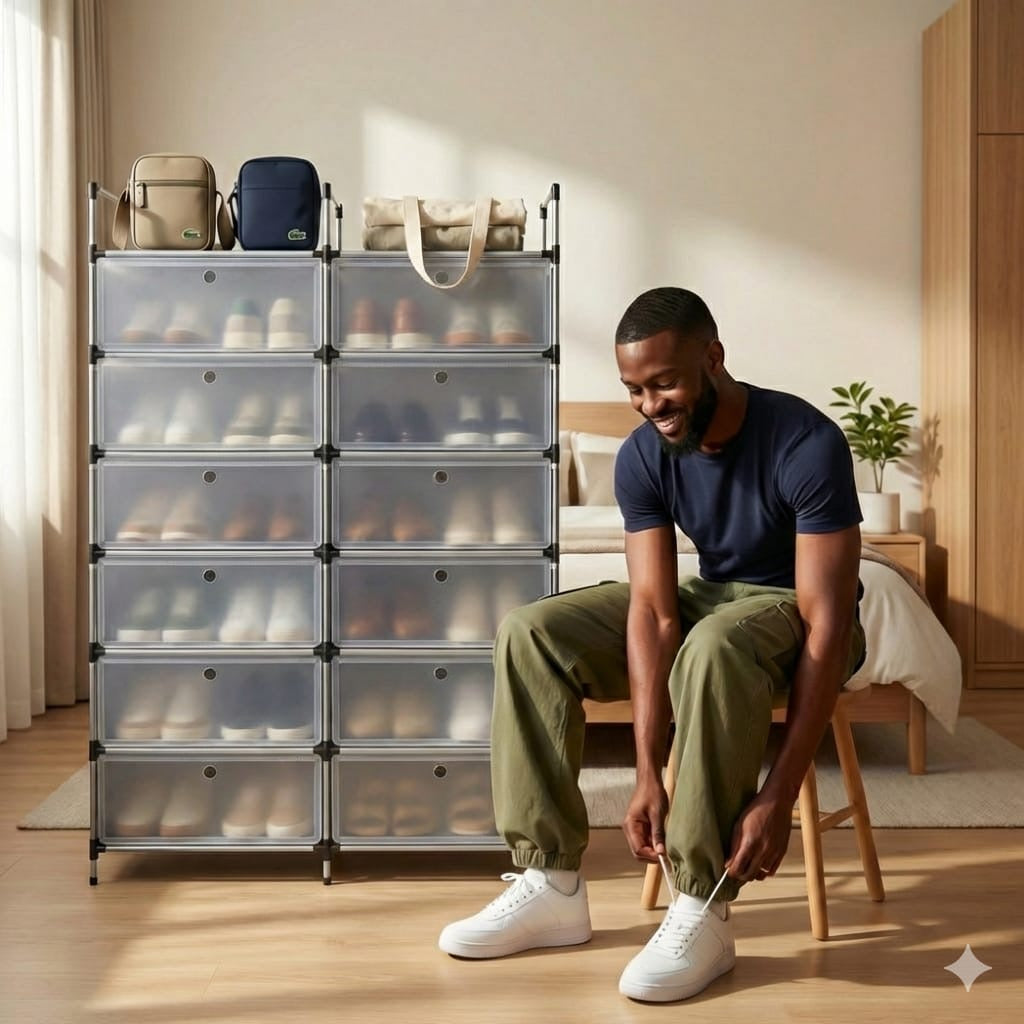ÉTAGÈRE À CHAUSSURES 2 RANGÉES 28 PAIRES
